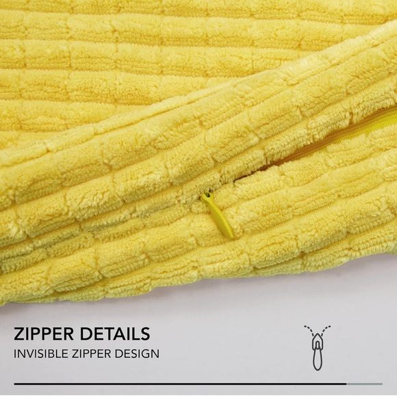 NWT set of 2 Deconovo yellow Plush Corduroy Pillow Covers 16” x 16” - Picture 4 of 8